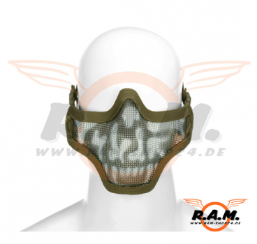 Gesichtsschutzmaske Metall mit Elasthan-Gurt OD, Skull