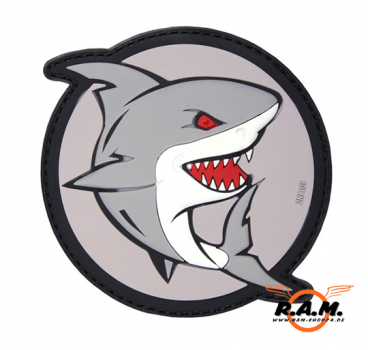 3D - Attacking Shark Patch (Grau/Rot)