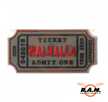 3D - Large Walhalla Ticket Rubber Patch - Grey