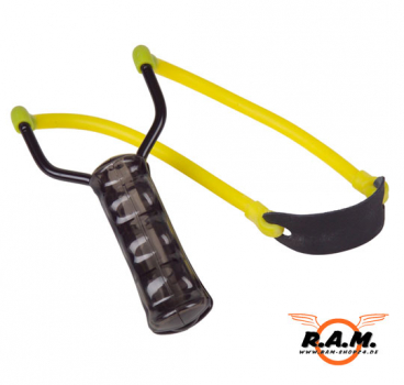 Steinschleuder mit ergonomischem Griff, schwarz/gelb