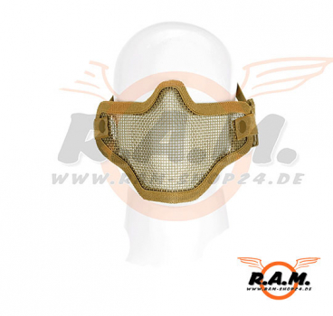 Gesichtsschutzmaske "Tactical" Metall mit Elasthan-Gurt, coyote tan