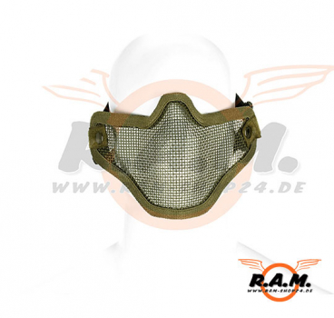 Gesichtsschutzmaske "Tactical" low carbon mit Elasthan-Gurt, oliv