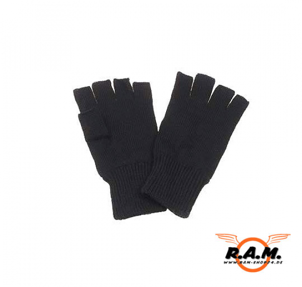 Halbfinger - Strick-Handschuhe, schwarz, Gr. L
