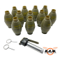 Preview: Co2 Handgranate Lemon Shape M26, 12er Komplett Set (120dB)