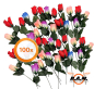 Preview: Plastikrosen für Kirmes Röhrchen Schießbude 100 Stück bunt, ca. 18 cm