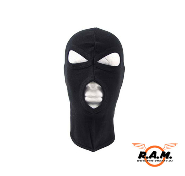 Balaclava, Kopfhaube, 3-Loch, dünn, schwarz, 100 % Baumwolle