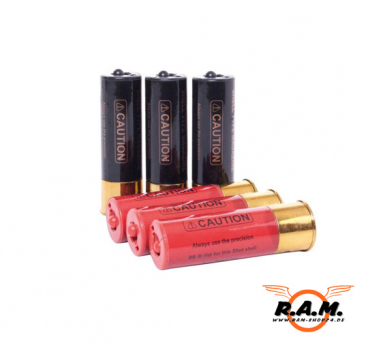6 Stk. Hülsen-Magazin für Pumpguns (3x Rot, 3x Schwarz), M56