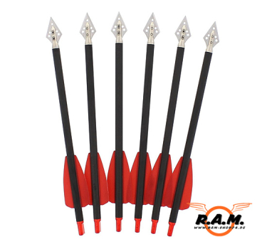 Carbonpfeile 7,5"mit Jagdspitze im 6er Pack