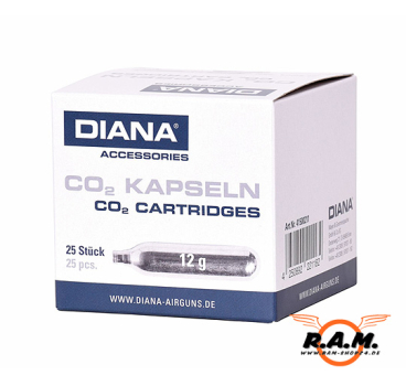 DIANA 12g Co2 Kapseln, 25 Stück