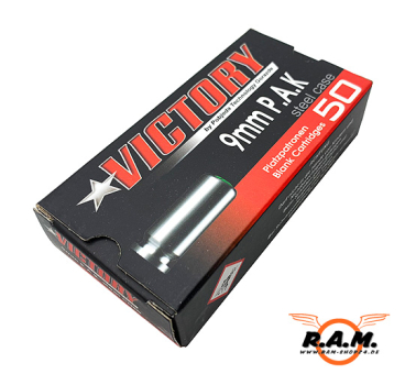 Victory Platzpatronen, 9mm P.A.K., 50 Schuss (verzinkt)
