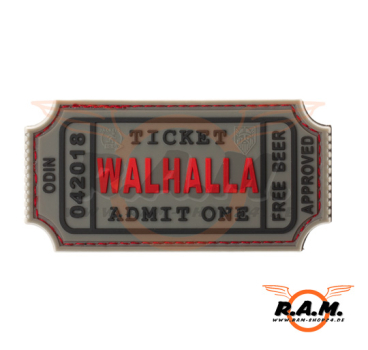 3D - Large Walhalla Ticket Rubber Patch - Grey