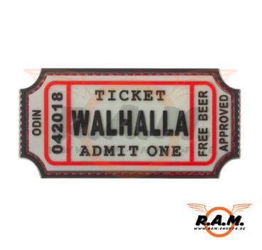 3D - Large Walhalla Ticket Rubber Patch - Glow in the Dark