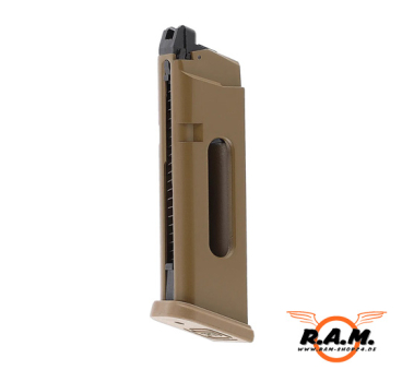 Ersatzmagazin für Airsoftpistole GLOCK 19X MOS Coyote, 6mm BB, CO2, 18 Schuss