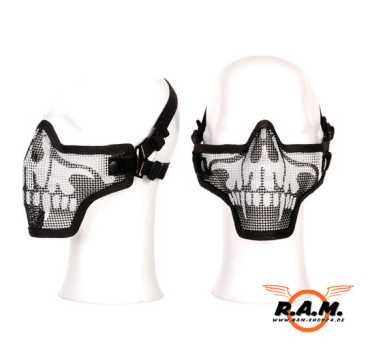 Gesichtsschutzmaske Metall mit Elasthan-Gurt, Skull
