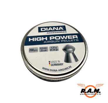 DIANA Rundkopf Diabolos 5,5 mm (.22) 1.37 Gramm glatt – 200 Stk