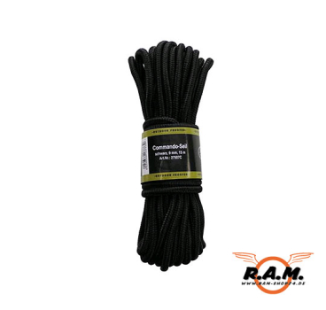 Commando-Seil in schwarz, 9mm x 15m