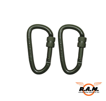 Karabiner, Schraubverschluss, D 6mmx6cm, 2-er Pack, oliv