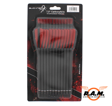 Carbonpfeile 7,5" mit Feldspitze im 12er Pack