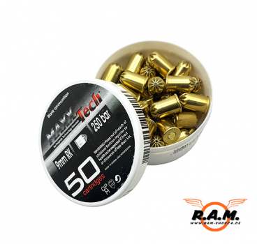 MAXX Tech Platzpatronen, 9mm R. (Revolver) messing, 50 Stück
