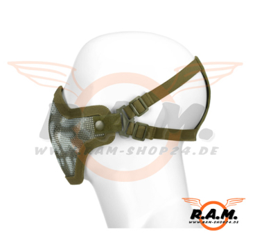 Gesichtsschutzmaske Metall mit Elasthan-Gurt OD, Skull