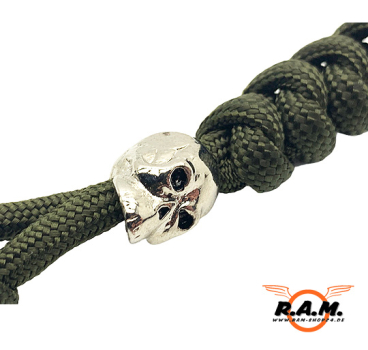 Messerkordel aus Kevlarcord mit Totenkopf in oliv