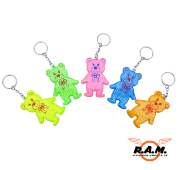Reflektor Schlüsselanhänger Bär 7cm, Farbe nach Wahl