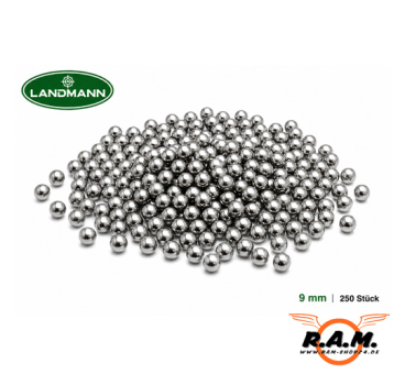 LANDMANN Steinschleuderkugeln, 250er Pack,  9 mm polierter Stahl
