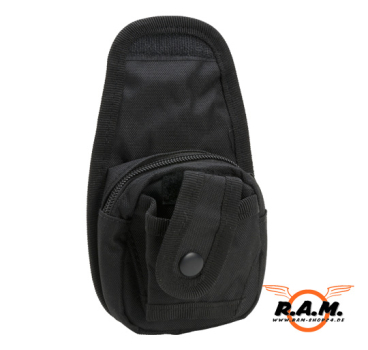 Steinschleudertasche mit Gürtelschlaufe und Clip, schwarz