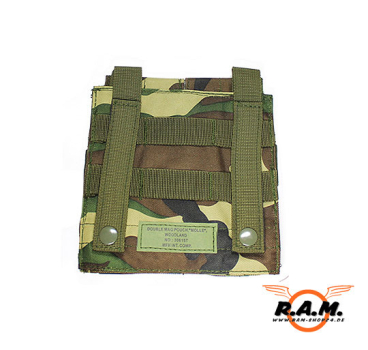 US MOLLE AR15 Magazintasche mit Klettverschluss, doppelt, woodland