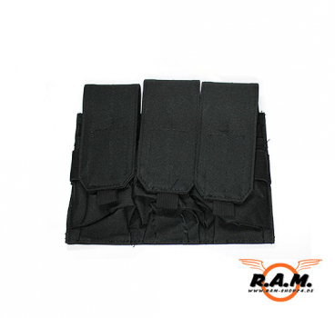 US MOLLE AR15 Magazintasche mit Klettverschluss, dreifach, schwarz
