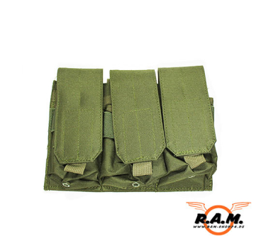 US MOLLE AR15 Magazintasche mit Klettverschluss, dreifach, oliv