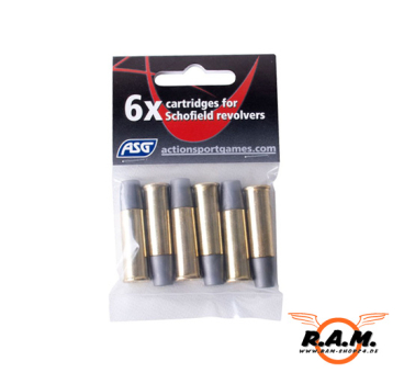Preview: Schofield Revolver Hülsen. 6x1 Schuss, 4,5mm BB CO2