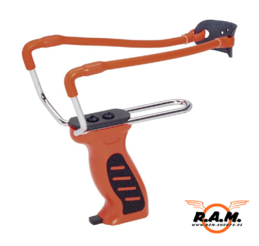 Steinschleuder mit integriertem Kugelmagazin, orange