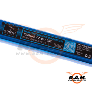 Lipo 7.4V 1300mAh 25C Stock Tube Type
