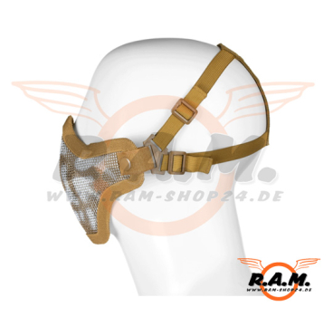 Gesichtsschutzmaske Metall mit Elasthan-Gurt Tan, Skull