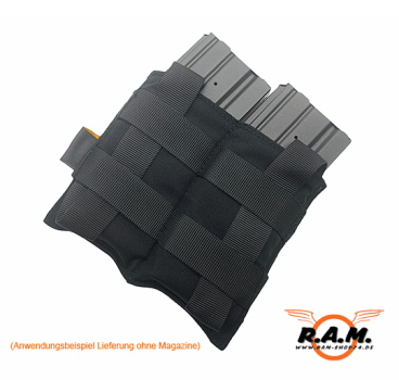 Doppelte M4 Molle-Magazintasche mit elastischem Band, schwarz