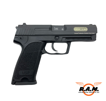 Heckler & Koch USP, 6mm BB, CO2 Blow Back, Metallschlitten, schwarz
