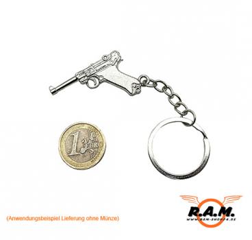 Metall-Schlüsselanhänger, Parabellum-Pistole, Luger 08