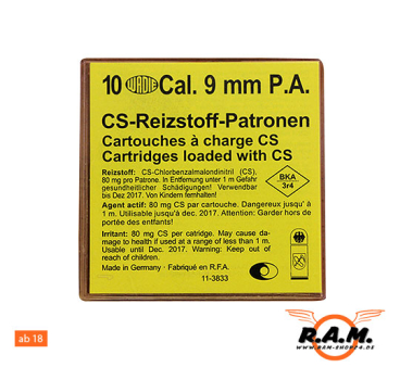 CS-Reizstoff Patronen 9 mm P.A. 10er Schachtel
