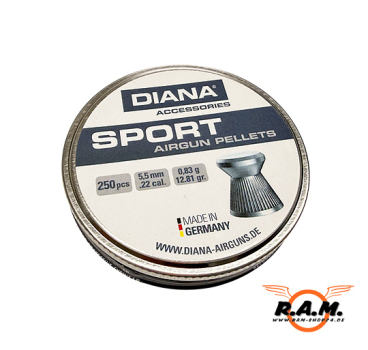 DIANA Flachkopf Diabolos 5,5 mm (.22) 0.83 Gramm geriffelt – 250 Stk