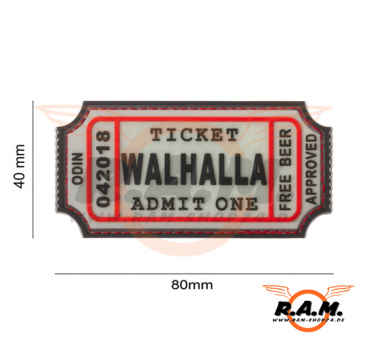 3D - Large Walhalla Ticket Rubber Patch - Glow in the Dark