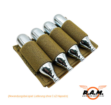 CAM870 Tasche mit Klett für 4 Ladehülsen in tan