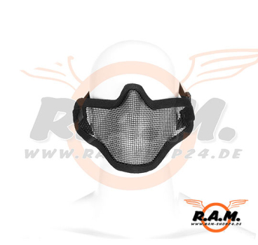 Gesichtsschutzmaske Metall mit Elasthan-Gurt, schwarz