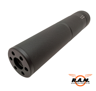 Preview: Multikaliber F-Schalldämpfer 14ccw Gewinde 4.5mm, 5.5mm, 6mm, 9mm, 0.43 (10.8mm) PCP / Luftdruck & Airsoft