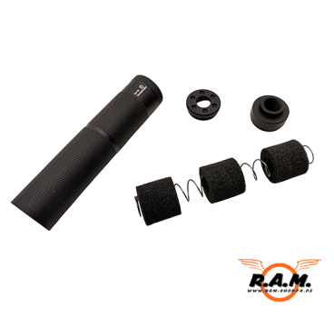 Preview: Multikaliber F-Schalldämpfer 14ccw Gewinde 4.5mm, 5.5mm, 6mm, 9mm, 0.43 (10.8mm) PCP / Luftdruck & Airsoft