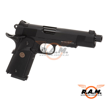 Softairpistole KJ WORKS M1911 MEU TBC Full Metal GBB, schwarz