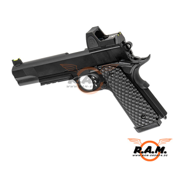 Softairpistole Raven MEU Railed + BDS GBB (M1911), schwarz