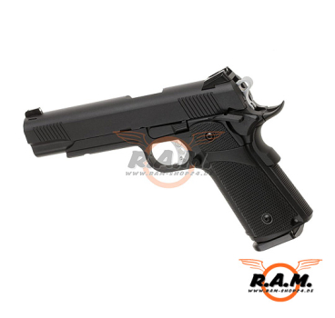 Softairpistole KJ WORKS Hi-Capa 5.1 Full Metal GBB, schwarz