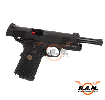 Softairpistole KJ WORKS M1911 MEU TBC Full Metal GBB, schwarz