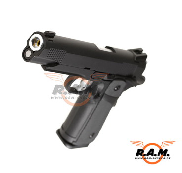 Softairpistole KJ WORKS Hi-Capa 5.1 Full Metal GBB, schwarz